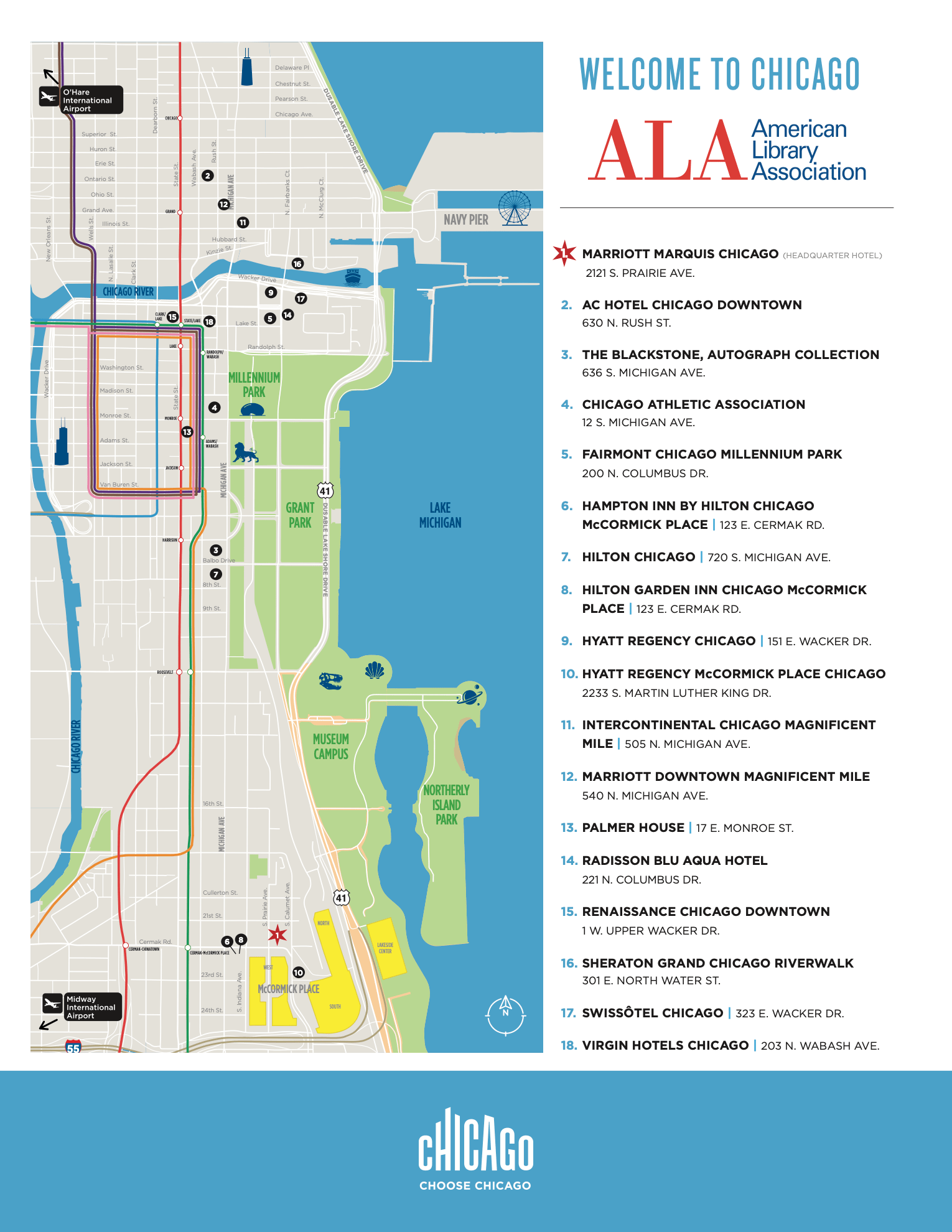 Hotels Location Map 2026 ALA Annual Conference Exhibition 2026 Annual Chicago Map 